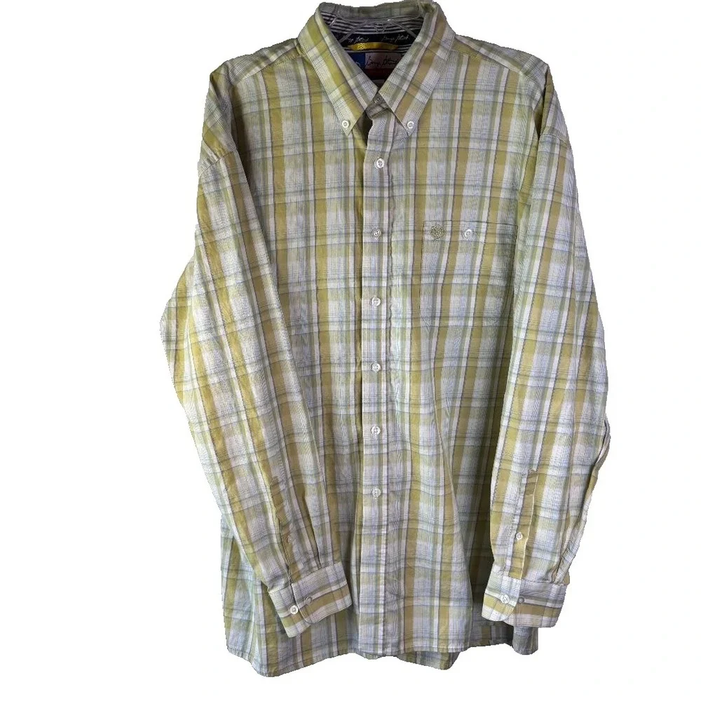 Wrangler‎ Mens George Straight Cowboy Cut Button Western Green Plaid Shirt XXL